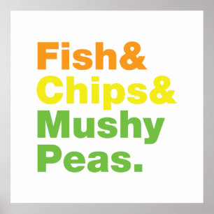 Poster Peixes e Chips e Ervilhas Mushy.
