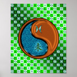 Poster Peixes e madeira