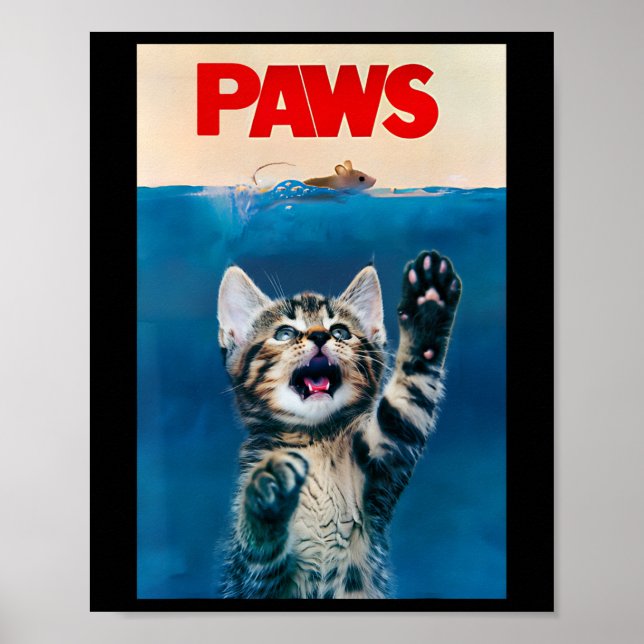Poster Peixes Engraçados Gato Paródia Gato Presente Tubar (Frente)