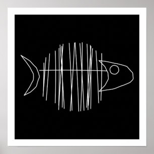 Poster Peixes Funky - B & W
