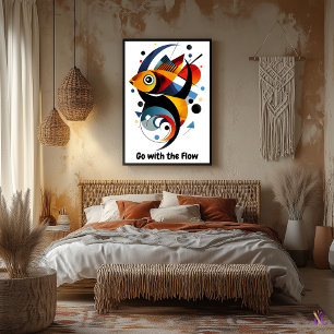 Poster Peixes Geométricos Mínimos Abstrato Motivadores