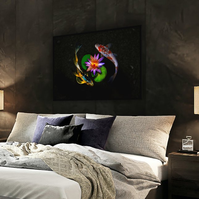 Poster Peixes Koi nadando ao redor do Flor Lotus em Zen P (Criador carregado)