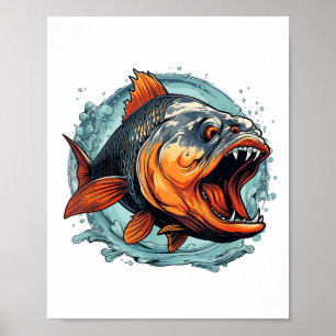 Poster Peixes Monstros Legais Para Amantes de Piranhas _1