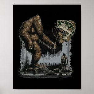 Poster Peixes Sasquatch Engraçados Com Pé-Grande