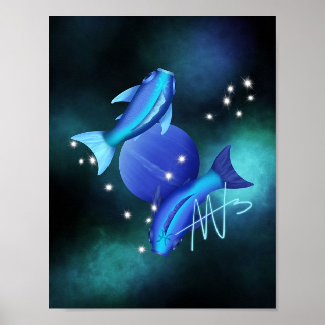 Poster Peixes Starry Neptune Zodiac (Frente)
