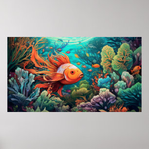 Poster Peixes submarinos triviais