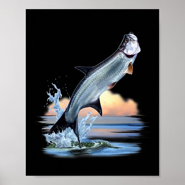Poster Peixes Tarpon Água doce Vida selvagem Pesca A (Frente)
