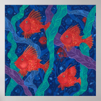 Peixes Vermelhos, Animais do Oceano Oceano Marinho