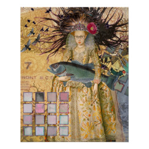 Pôster Peixes Vintage Clássica Gótica