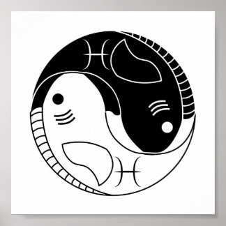 Pôster peixes yin yang fish astrologia zodiac símbolo