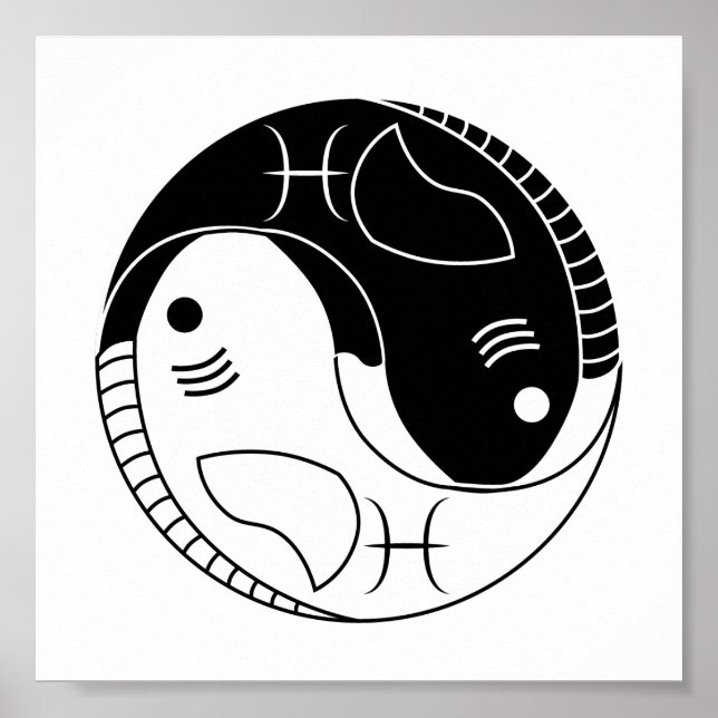 Pôster peixes yin yang fish astrologia zodiac símbolo (Frente)
