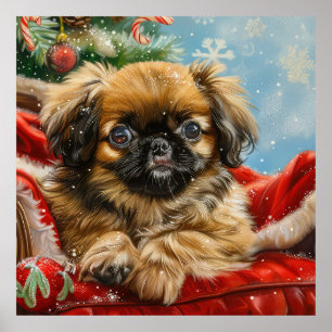 Poster Pekingese Cachorro Natal Festivo