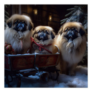 Pôster Pekingese Christmas Fesason Season