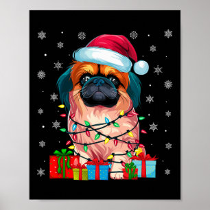 Poster Pekingese Dog Ugly Xmas Lights Papais noeis Peking