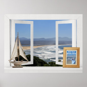 Pôster Pela Oceano -- Vista de janela aberta personalizáv
