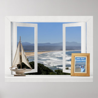 Pôster Pela Oceano -- Vista de janela aberta personalizáv