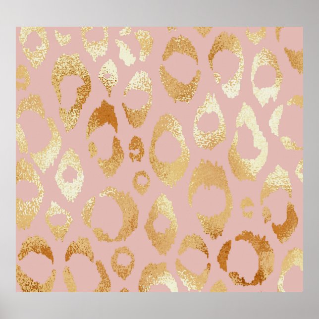 Poster Pele-leopardo, textura de ouro-rosa (Frente)