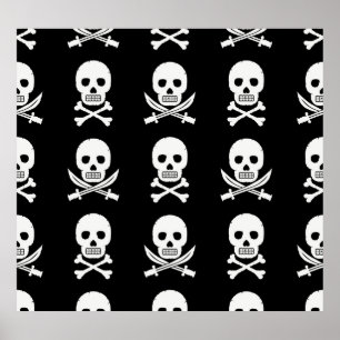 Poster Pele Pirata Cruzando Ossos Padrão Invisível