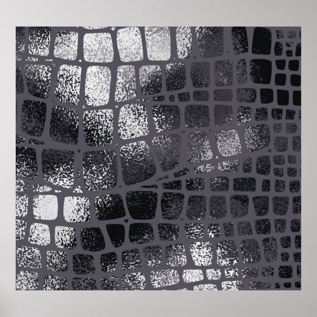 Poster Pele Preta Metálica de Cobra: Textura Elegante (Frente)