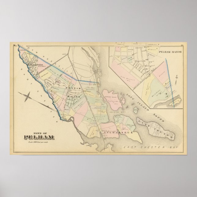 Poster Pelham, Pelham Manor, Nova Iorque (Frente)