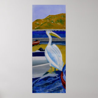 Poster Pelican and Boats