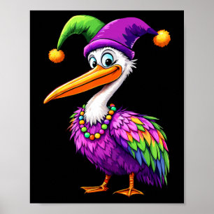 Poster Pelican Mardi Gras Carnival Lover Mens Mulheres Cr