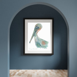 Poster Pelicano Aquarela