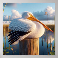 Pelicano Branco Americano Gracioso em Serene Wetla