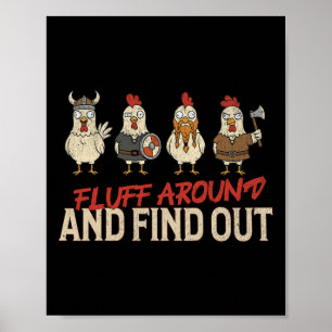 Poster Pelo ao Redor e Descobrir Frango Viking Divertido
