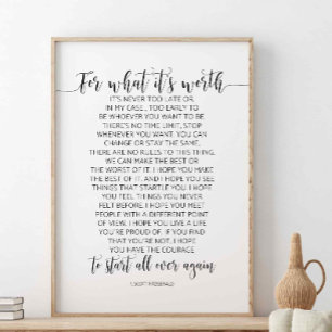 Poster Pelo que vale, F. Scott Fitzgerald Cotação