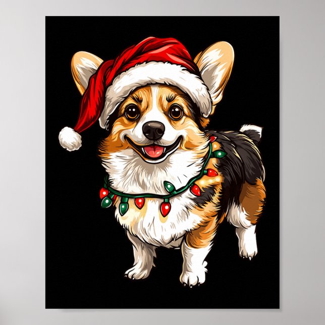 Poster Pembroke Welsh Corgi Papais noeis Árvore de Natal  (Frente)