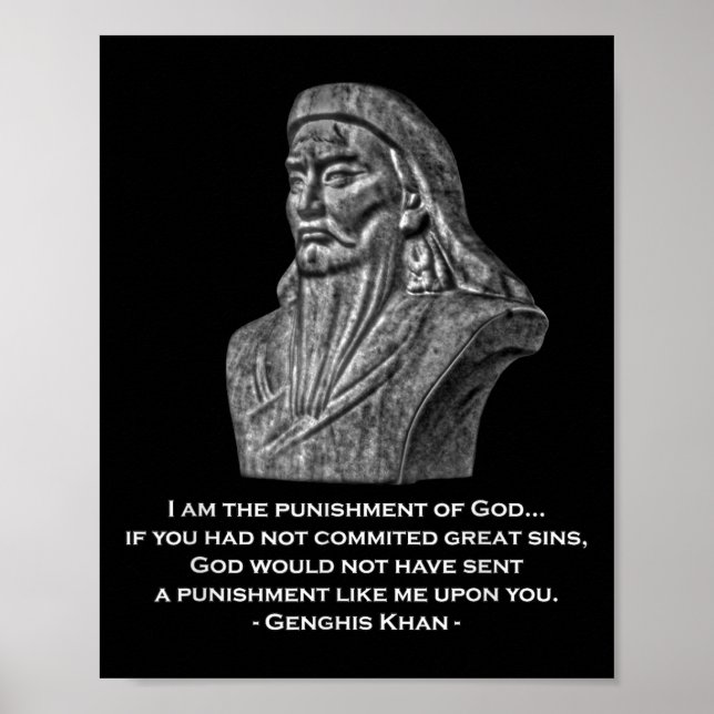 Poster Pena de Deus - Citação De Genghis Khan (Frente)