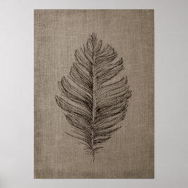 Poster Pena n.o 2 com fundo Faux Linen Taupe