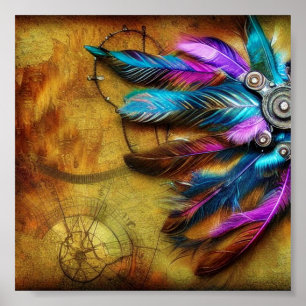 Poster Penas boho steampunk