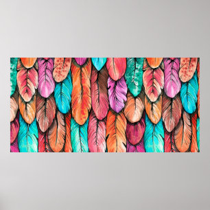 Poster Penas de pássaros, padrão sem soldadura. Água d