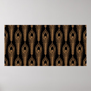 Poster Penas de peacock com um padrão de luxo sem soldad