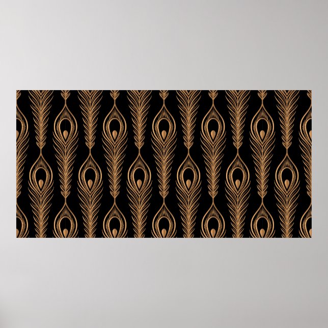 Poster Penas de peacock com um padrão de luxo sem soldadu (Frente)