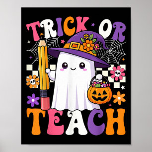 Poster Pêncil De Professores De Truque Ou Ensino Ghost En