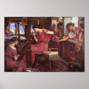 Pôster Penelope And The Suitors - John William Waterhouse