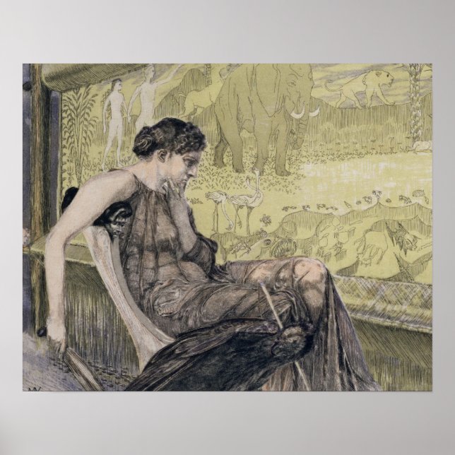 Poster Penelope tecendo uma cobertura para Laertes seu pa (Frente)