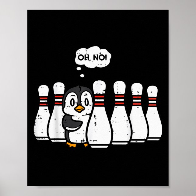 Poster Penguin Bowling Ns Oh No Funny Bowler Player Men W (Frente)