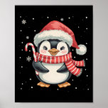 Poster Penguin Christmas Candy Cane Santa Hat Engraçado X<br><div class="desc">Penguin Christmas Candy Cane Santa Hat Engraçado Xmas Pajamas</div>