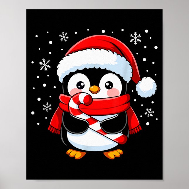 Poster Penguin Christmas Candy Cane Winter Toddler Girl B (Frente)