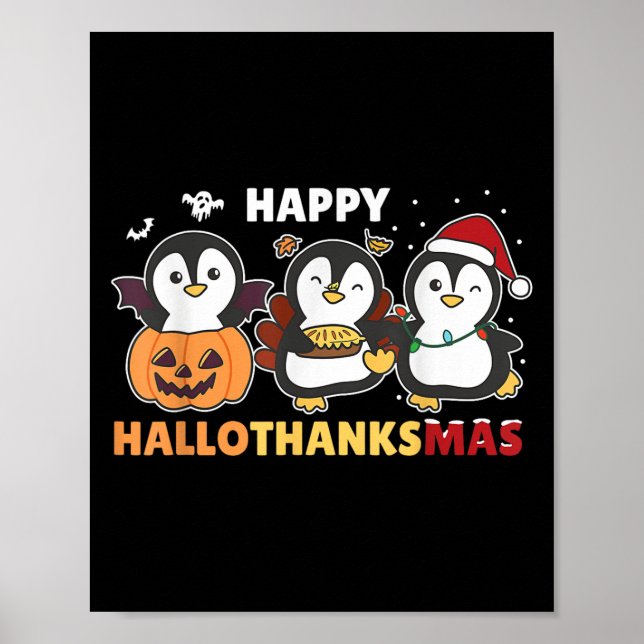 Poster Penguin Christmas Halloween Costume Happy Hallotha (Frente)