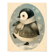 Penguin Cute Winter Watercolor Nursery Art