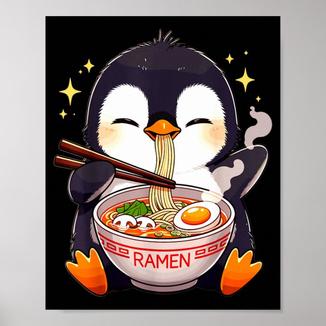 Poster Penguin Eating Ramen  (Frente)