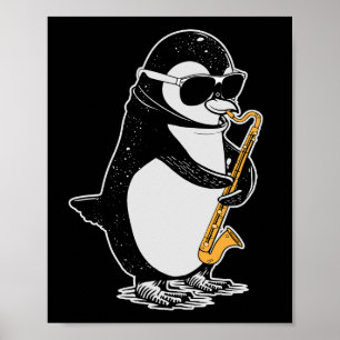 Poster Penguin Gift Kids Musical Orchestra Bass Clarinet