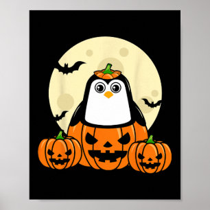 Poster Penguin Pumpkin Moon Bats Costume Fácil Hallow