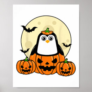 Poster Penguin Pumpkin Moon Ts Fofo Fácil