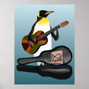 Pôster Penguin Reggae Guitar